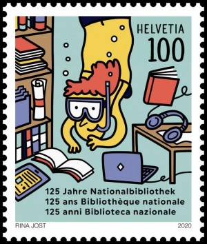 Timbre édité en l'honneur des 125 ans de la BN